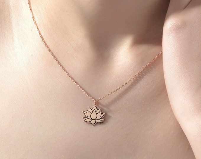 Gifts For Mother's Day, Sterling Silver Lotus Necklaces For Women, 14K Gold Lotus Flower Pendants, Birthday Gifts For Her, Daily Use Jewelry