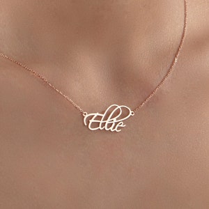 18K Solid Gold Dainty Name Necklaces, Gifts For Mom, 14K Gold Handmade Name Pendants, Personalized Jewelry For Women, Best Gift For Mothers