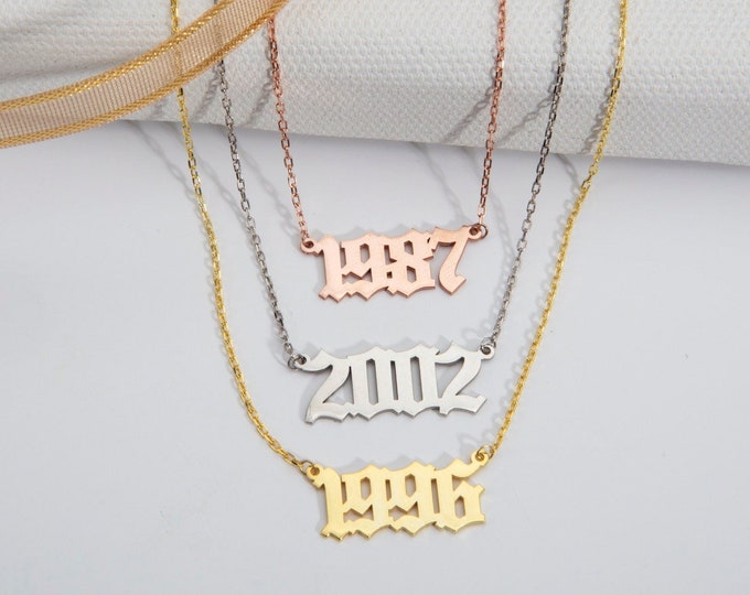Gifts For Mother's Day, Silver Lucky Special Number Necklaces, Personalized Gifts For Women, 14K Gold Child's Birth Date Necklace, Moms Gift