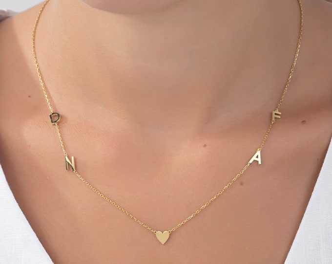 Gifts For Mother's Day, 18K Gold Family Name Initial Necklaces, 14K Couple's Initial Necklaces, Personalized Gifts For Her, Letter Pendants