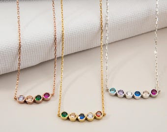Collana con pietra portafortuna di famiglia, gioielli personalizzati per la mamma, regalo per la mamma, ciondolo con pietra portafortuna in oro 14 carati