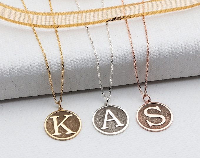 Gifts For Mother's Day, 14K Gold Name Initial Necklace, Silver Letter Pendant, Initial Medallion, Personalized Gift For Mom, Bridesmaid Gift