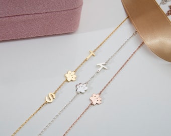 Gifts For Mother's Day, 14K Gold Pets Name Initial Bracelets, Silver Cat Dog Paw Letter Bracelet, Best Memorial Gifts. Gift For Pets Mothers