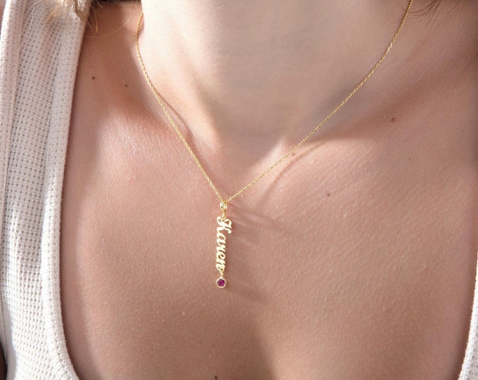 Gifts For Mother's Day, Silver Birthstone Name Necklaces, Personalized Gifts For Women, 14K Gold Name Pendants, Birthstone Necklaces For Mom