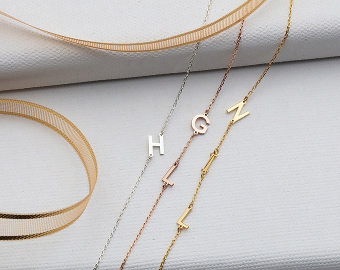 Gifts For Mother's Day, Sterling Silver Name Initial Bracelets, Personalized Gifts, 14K Gold Letter Bracelets For Women, Custom Made Jewelry