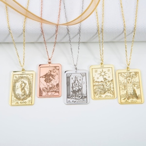 Cadeaus voor Moederdag, sterlingzilveren tarotkaartkettingen, spirituele sieraden, verjaardagscadeaus voor haar, 14 kt vergulde tarotkaarthangers, spirituele sieraden, spirituele sieraden