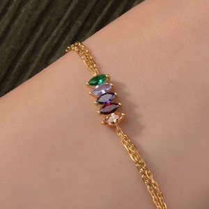 Marquise Birthstone Bracelet, Personalized Family Jewelry