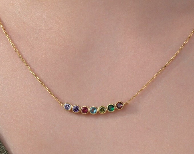 Gifts For Mother's Day, 14K Gold Dainty Birthstone Necklace, Personalized Gifts, Silver Birthstone Necklace, Birthstone Jewelry For Grandmas