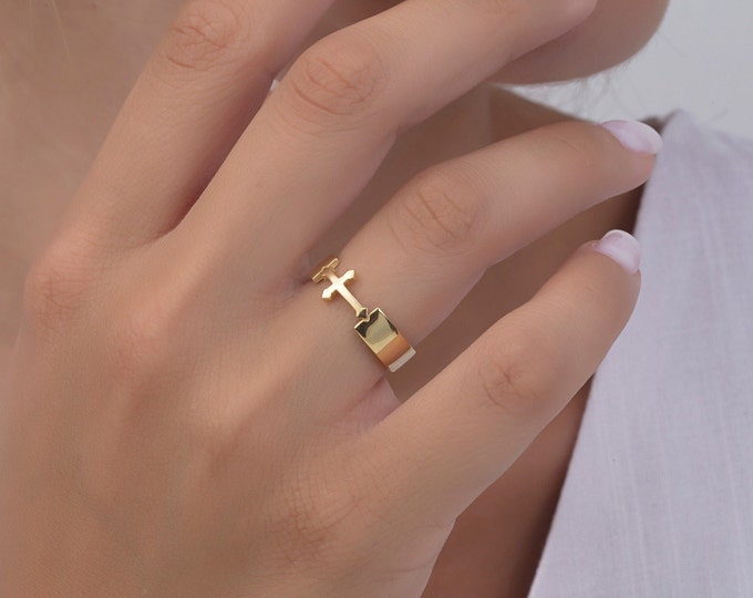 Gifts For Mother's Day, 14K Gold Cross Rings For Women, Sterling Silver Dainty Cross Rings, Gifts For Mom, Gifts For Her, Religious Jewelry