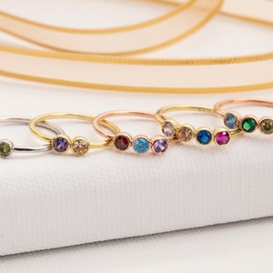 Gifts For Mother's Day, 14K Gold Dainty Birthstone Ring, Personalized Jewelry, Gift For Mothers, Multiple Birthstone Ring, Gift For Grandmas