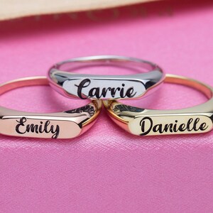 14K Gold Dainty Name Rings For Women, Personalized Gifts, Sterling Silver Family Name Rings, Birthday Gifts For Mom, Best Gift For Mothers
