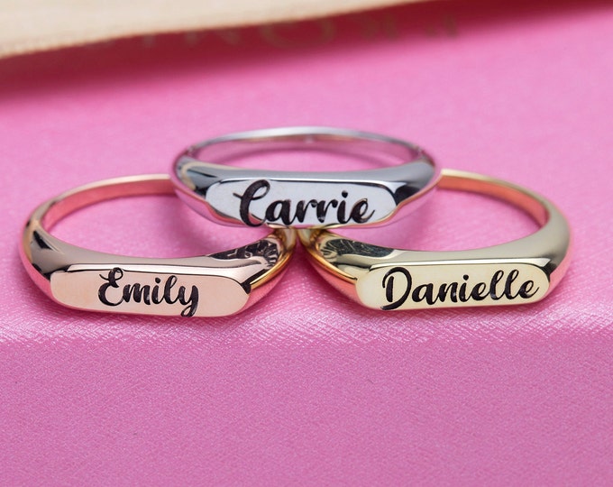 Gifts For Mother's Day, 14K Gold Dainty Name Rings For Women, Personalized Gifts, Sterling Silver Family Name Rings, Birthday Gifts For Mom