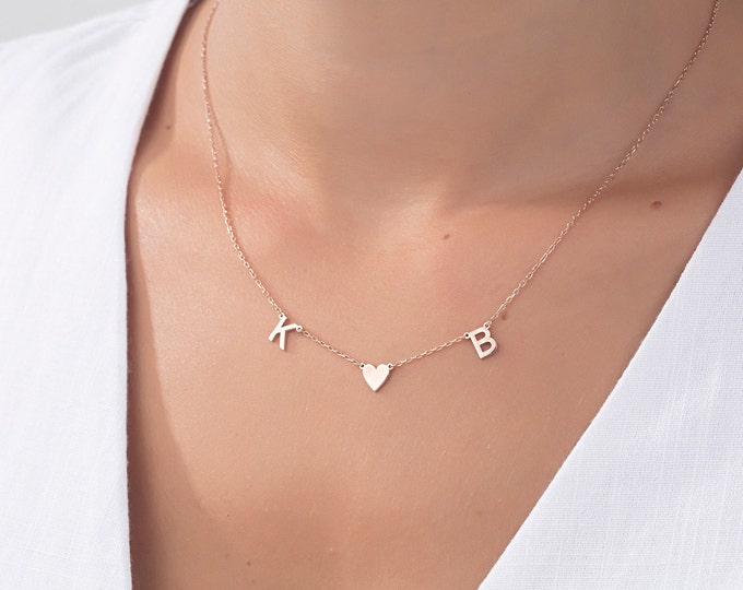 Gifts For Mother's Day, 14K Gold Couple's Initial Necklaces, 18K Child's Name Initial Necklaces For Mom, Letter Pendants, Personalized Gifts