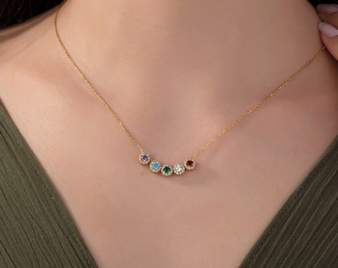 Gifts For Mother's Day, Mothers Birthstone Necklace, Custom Made Birthstone Necklace, Birthday Gift For Mom, Personalized Birthstone Jewelry