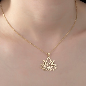 Dainty Silver Lotus Necklaces, 14K Gold Lotus Pendants, Flower Necklace For Women, Moms Gift, Birthday Gifts For Her, Best Gift For Mothers