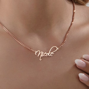 Gold Plated Name Necklaces For Women, 18K Gold Cuban Chain Name Necklaces, Personalized Gifts, Silver Name Pendants, Best Gift For Mothers
