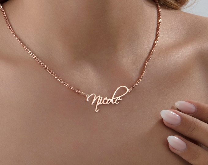 Gifts For Mother's Day, Gold Plated Name Necklaces For Women, 18K Gold Cuban Chain Name Necklaces, Personalized Gifts, Silver Name Pendants