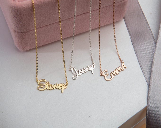 Gifts For Mother's Day, 14K Gold Name Necklaces For Mothers, Personalized Gift Jewelry, Silver Name Necklace, Birthday Gifts For Grandmother