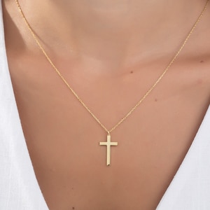 14K Cross Necklaces For Women, 18K Solid Gold Cross Pendants, Religious Jewelry Gift For Her, Birthday Gifts For Mom, Best Gift For Mothers