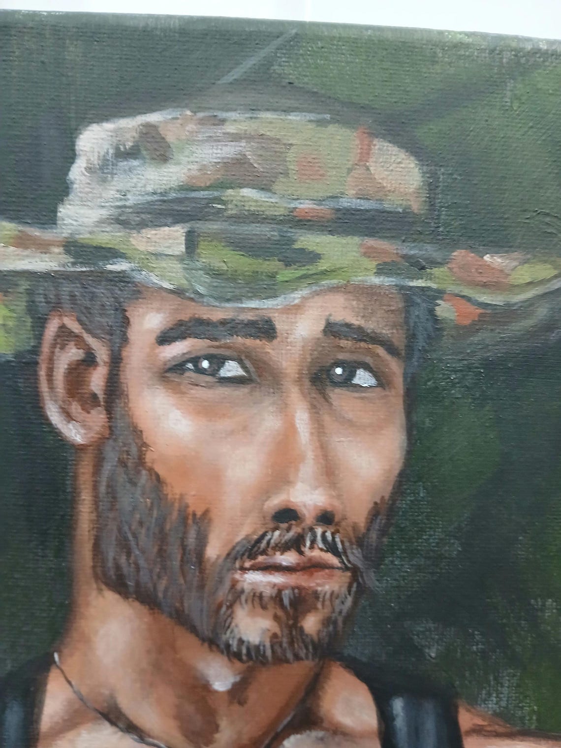 Original Painting of Nude Men. Nude Male Art. Nude Soldier in the Wild