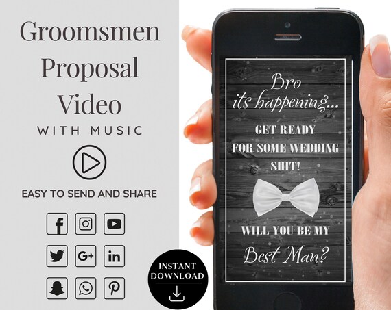 Groomsmen Proposal, Text Proposal, Funny Groomsman Card, Will You Be My Groomsman, Best Man, Digital Animated Groomsmen Proposal Video