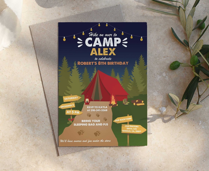 camping theme invitation