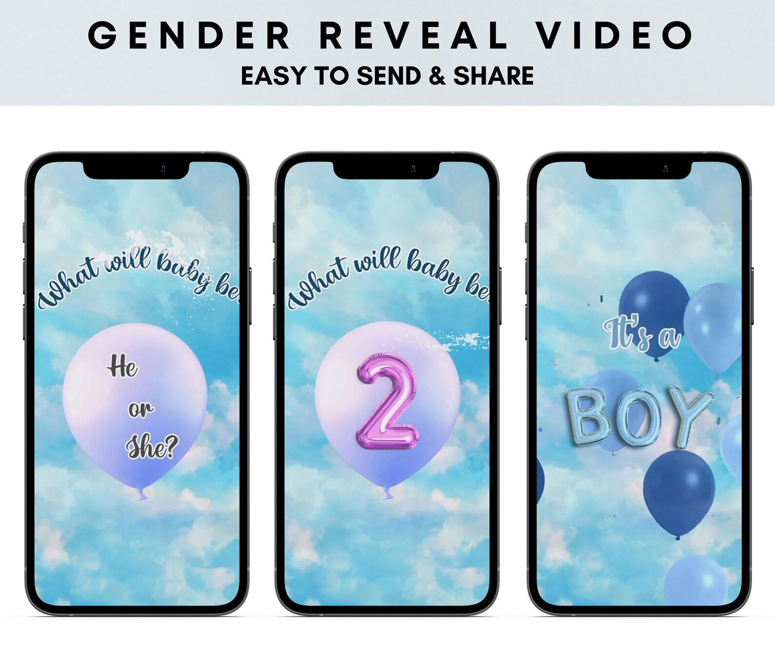 Gender Reveal Video It's a Boy Digital Announcement Video Etsy