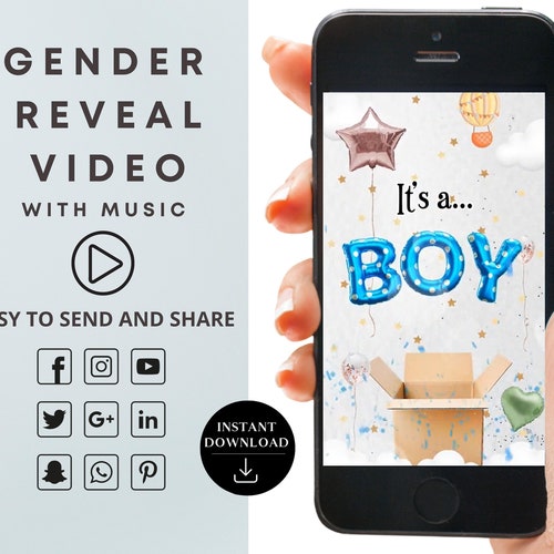 It's a Boy Digital Pregnancy Announcement Video Baby Etsy