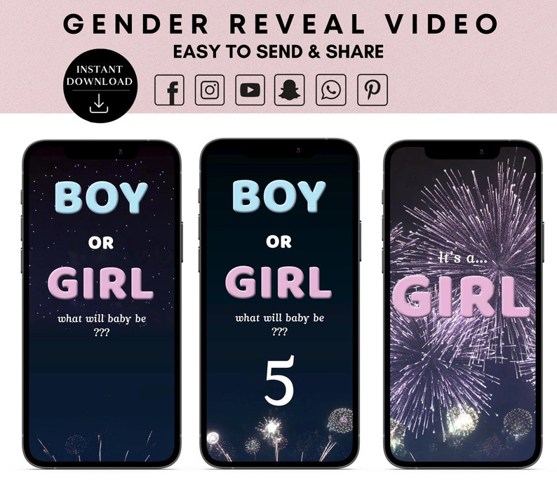 Gender Reveal Video It's A Girl Gender Reveal Video Etsy