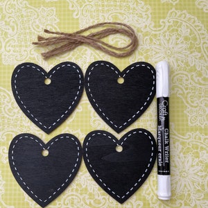 Heart Wood Chalkboard Tags: Wedding Favor Craft Supply