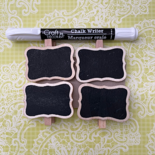 Mini Chalkboard, Small Chalkboard Clothespins with Chalk Writer, Chalkboard Gift Tags, Small Clip On Chalk Boards. Reusable Gift Tags