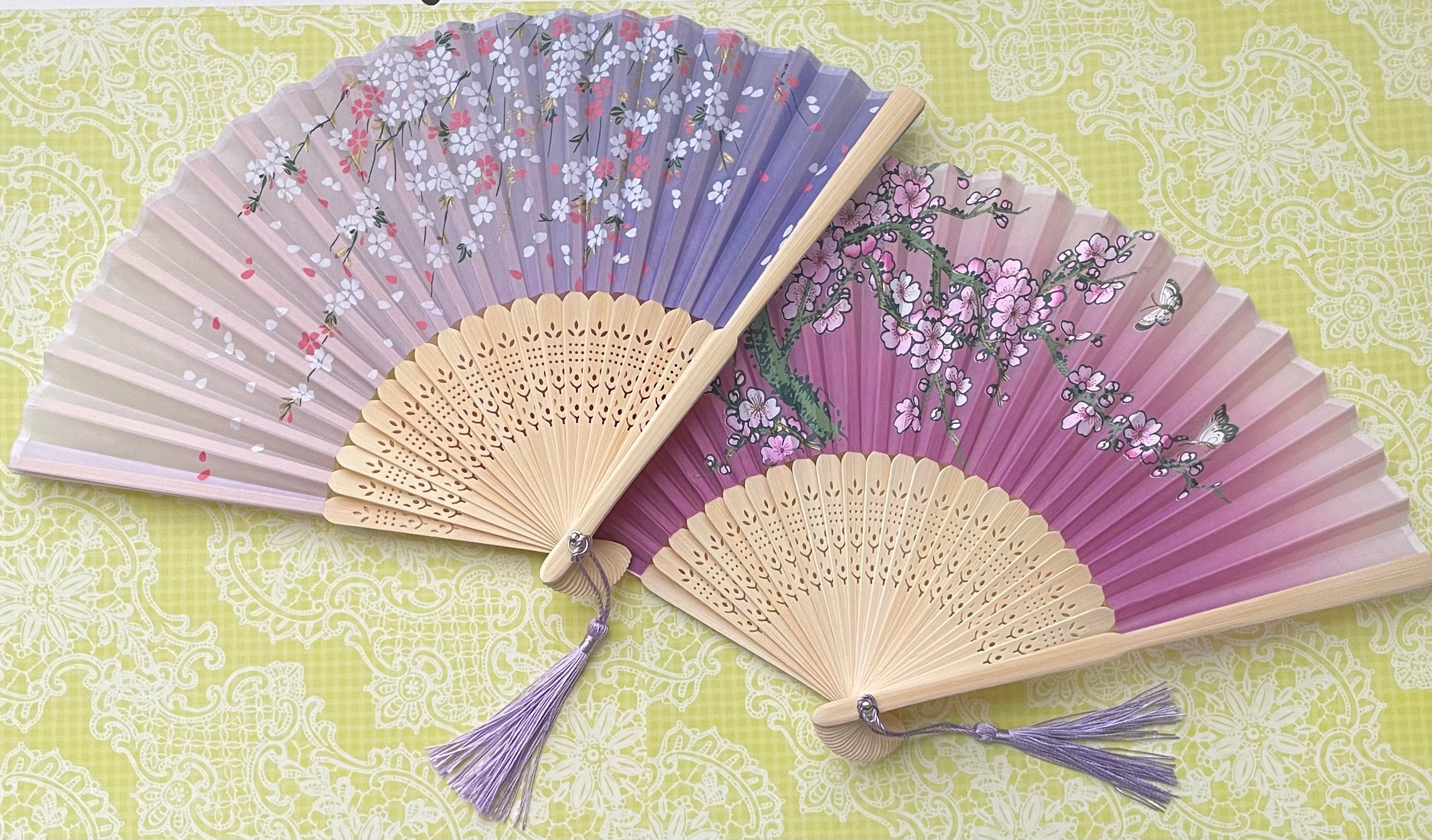 Champagne Daisy Folding Fans Japanese Handheld Silk Bamboo Folding Fans  Floral Fabric Folding Fan, Wedding Bridal Souvenir Baby Shower Party 