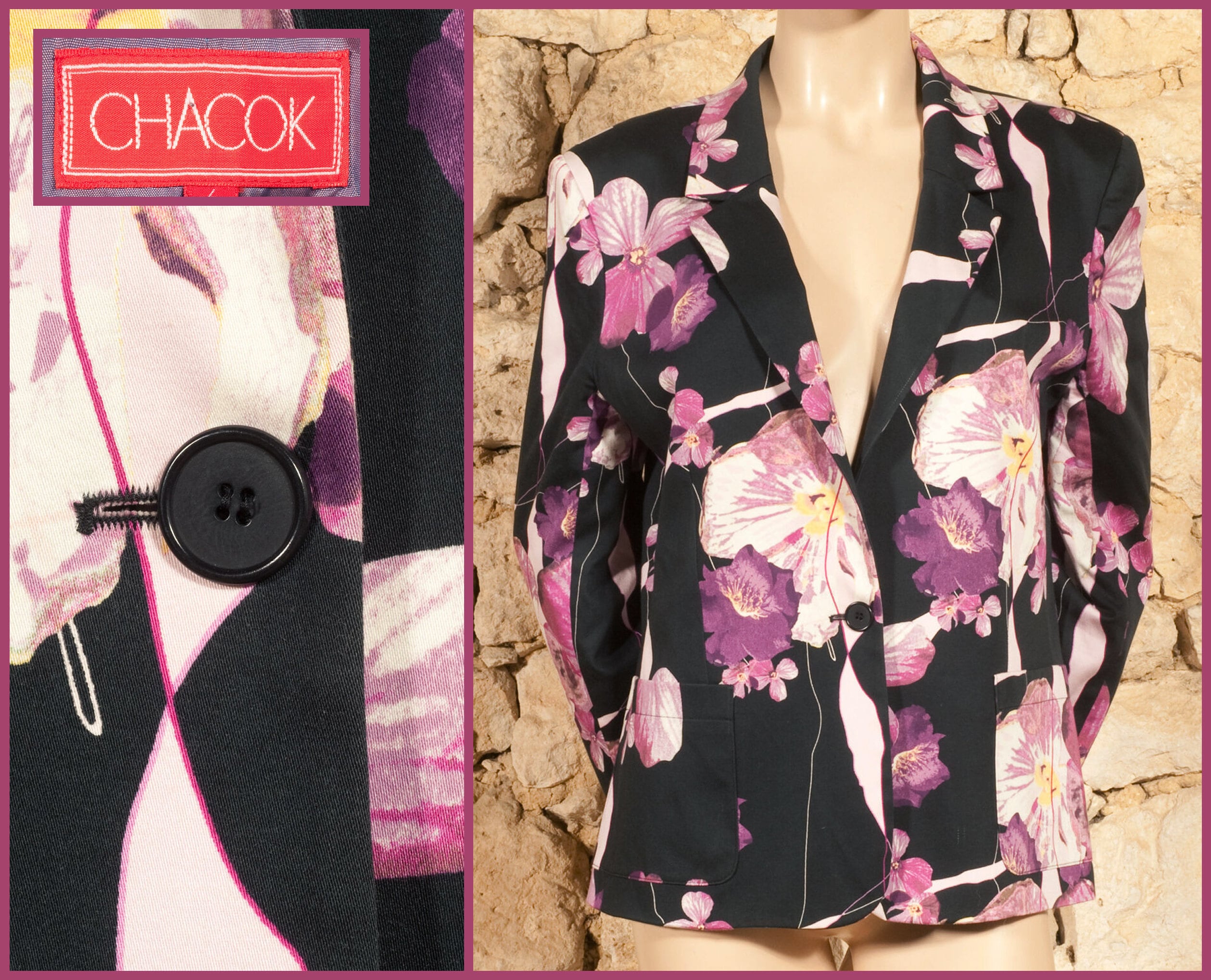 Chacok - Vintage 90s Floral Print Jacket (size UK12, US8, FR40 