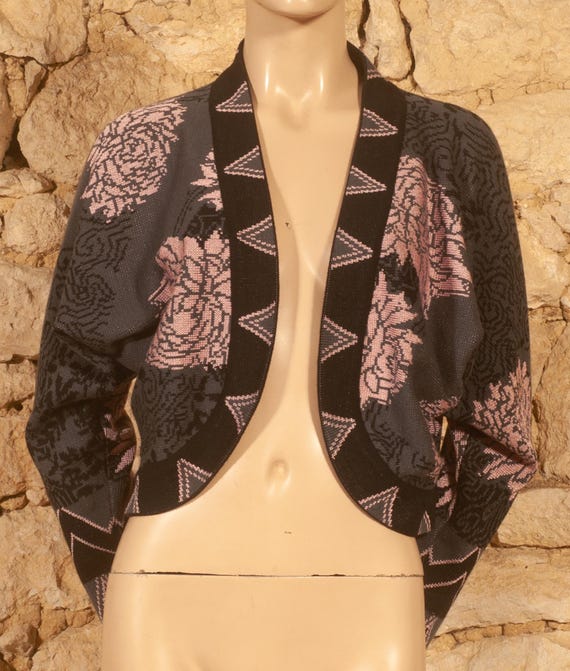 Chemisier Vintage Chacok Femme - Manches Bouffantes, Motif Floral Vert, Taille S - Occasion Très Bon état