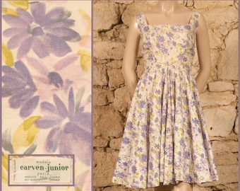 Modele Carven - Junior - Paris - 50s Corseted Summer Dress (size UK6, US2, FR34, D32, IT38)