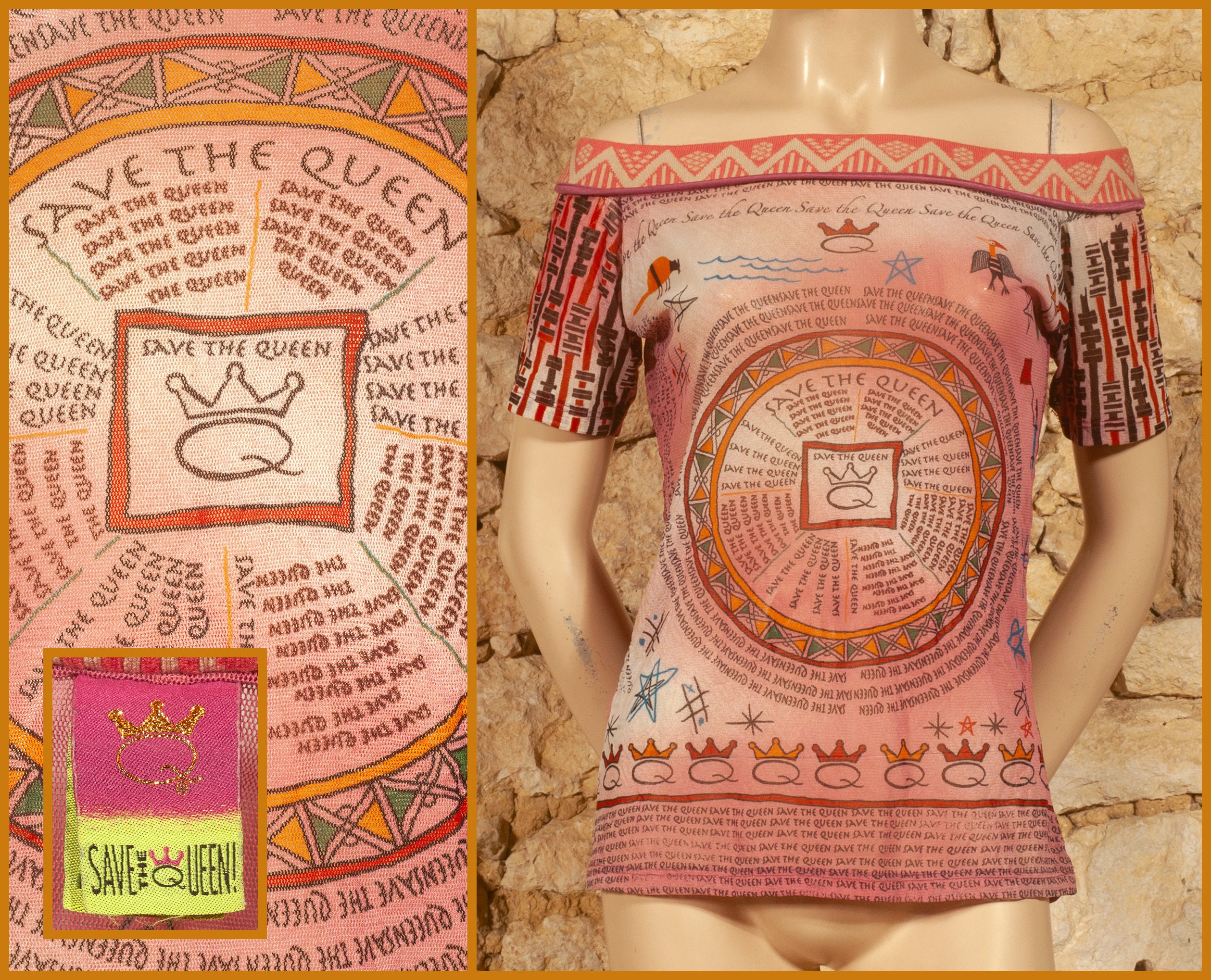 トップス SAVE THE QUEEN/Power Net Ribbon Top Save the Queen mesh top – VALULA VINTAGE