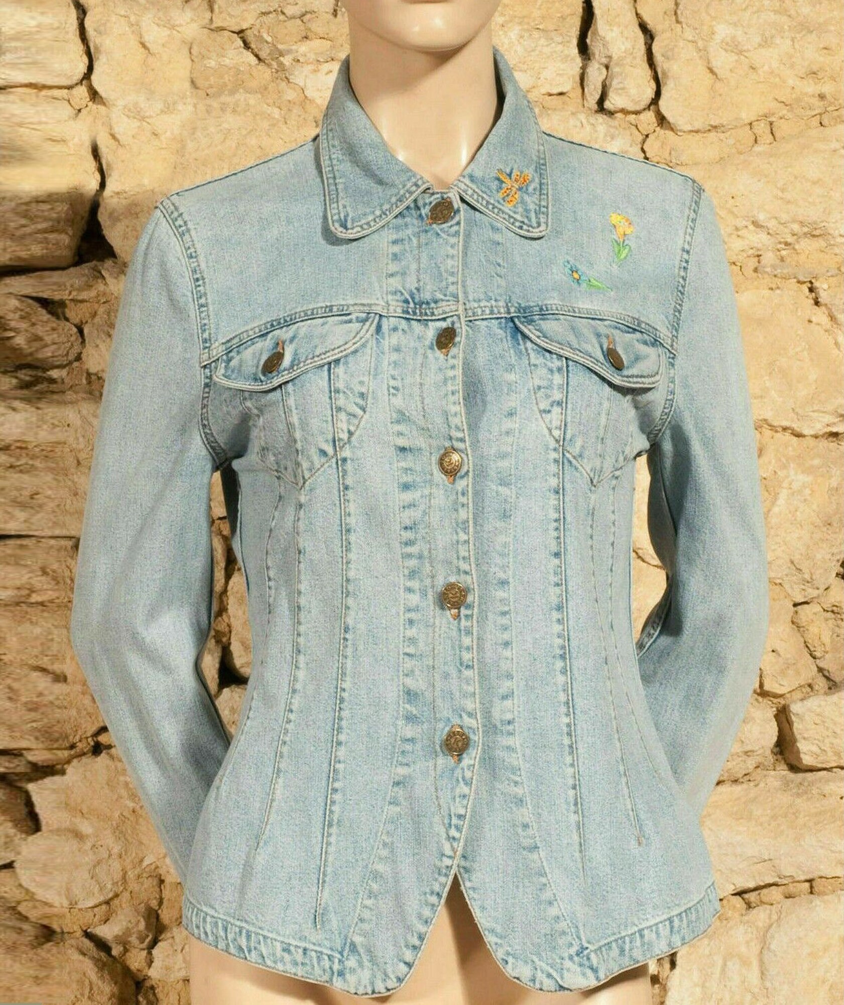 keko　ジージャン　古着 Kenzo Jeans - Vintage 80s Embroidered Faded Denim Jacket (size