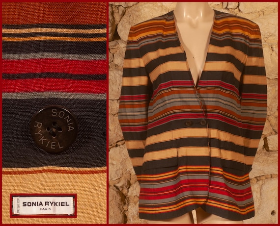 Sonia Rykiel, Sonia Rykiel - Paris - 80s Striped Jacket (size US6, UK10, FR38, D36, IT42)