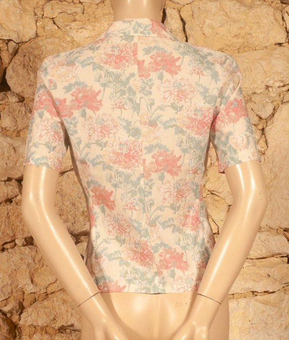Cacharel - 80s Floral Print Jacket (size UK8, US4… - image 5