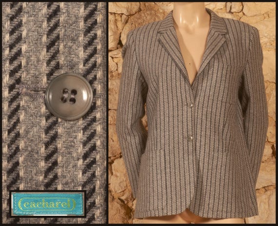 Cacharel, Cacharel - 70s Striped Wool Jacket (size US6, UK10, FR38, D36, IT42)