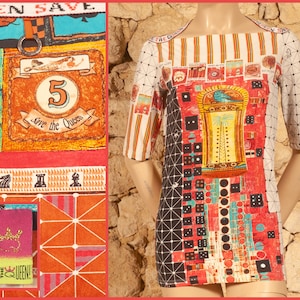 Save The Queen - T-shirt / tunique Stretch to Fit des années 90 (taille UK10 ajustée 12, US6 ajustée 8, FR38 petit 40)