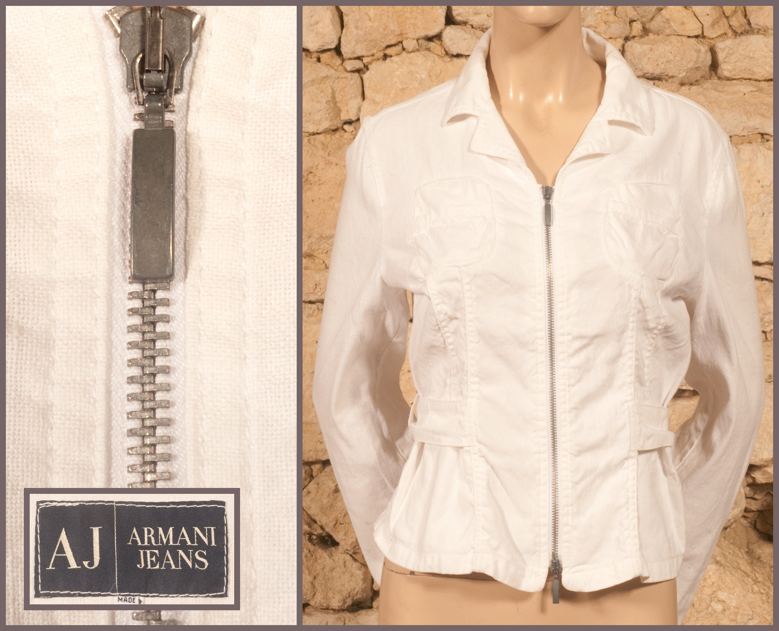 Armani Jeans - 00s Linen Jacket (size UK14, US10, FR42, D40, IT46 