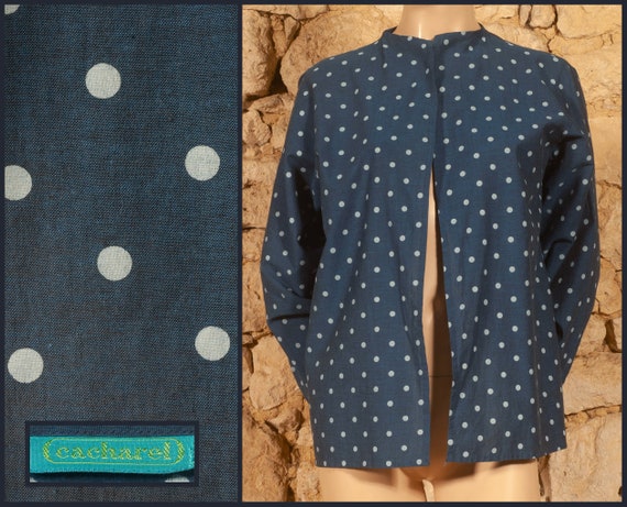 Cacharel - Late 70s Polka-Dot Over-Shirt (size US… - image 1