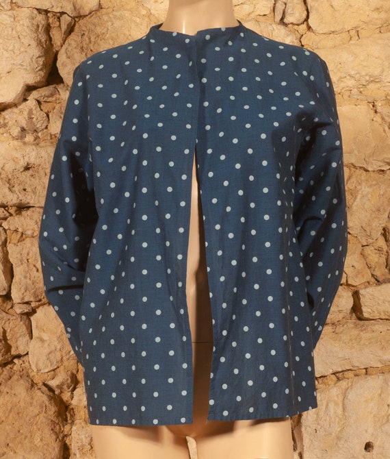 Cacharel - Late 70s Polka-Dot Over-Shirt (size US… - image 2
