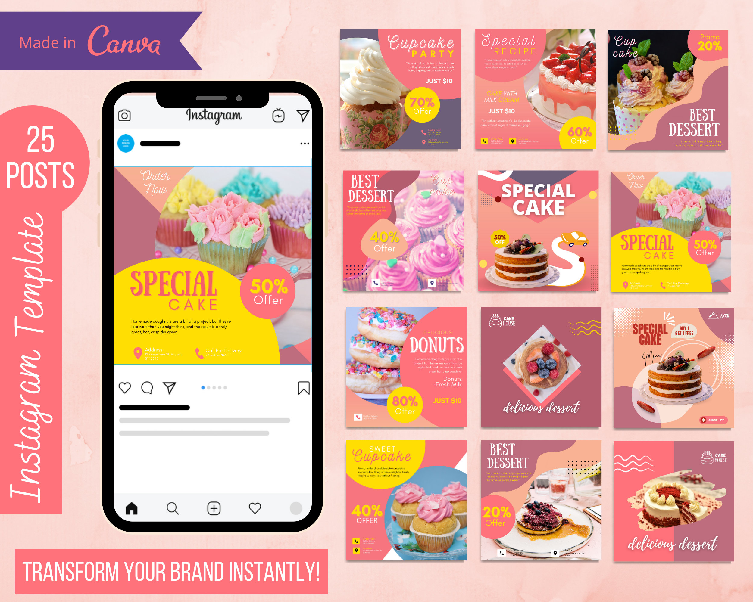 25 Instagram posts Fully editable Instagram post Canva templates ...