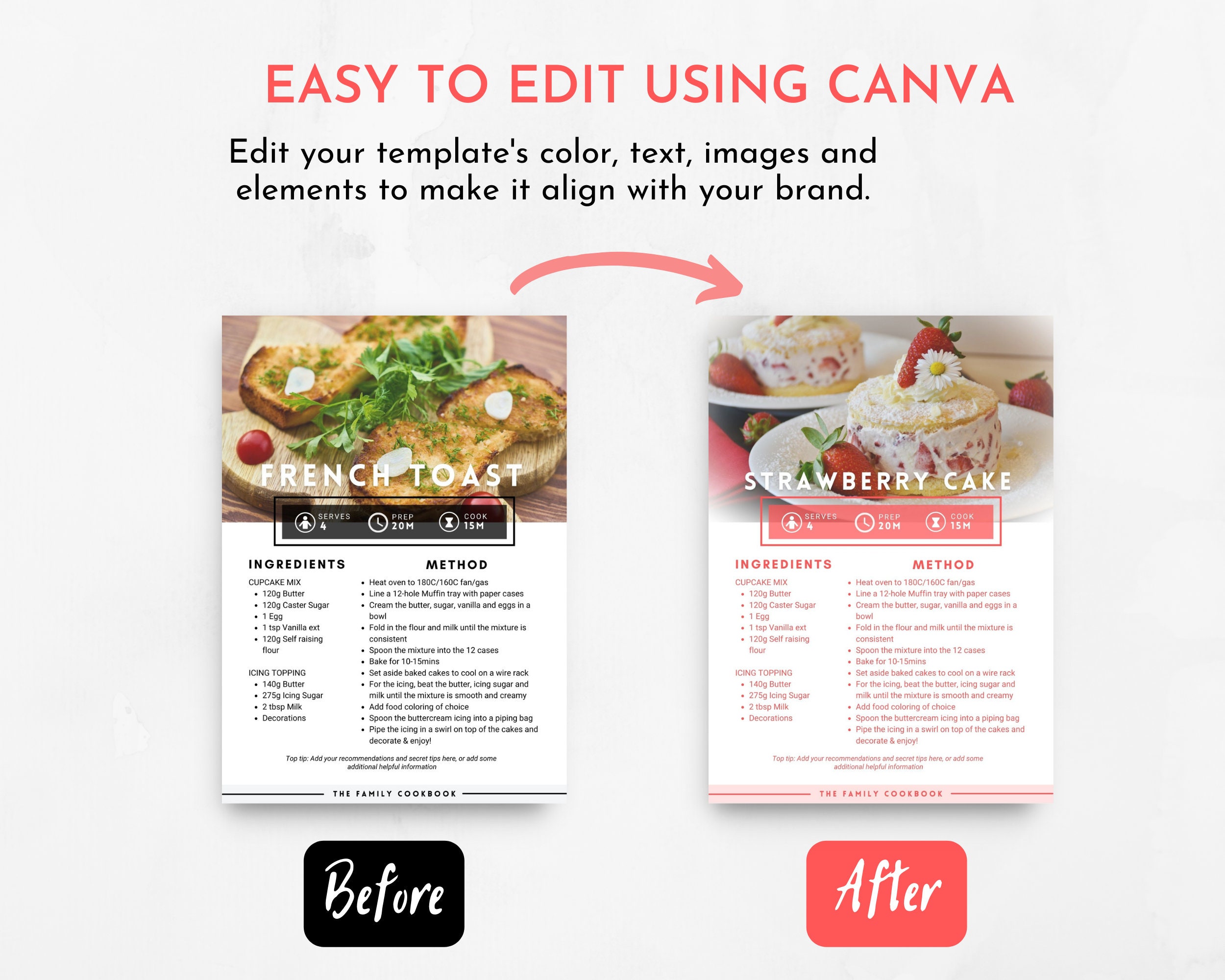Editable Cookbook Template Canva: Printable Recipe Book (digital ...