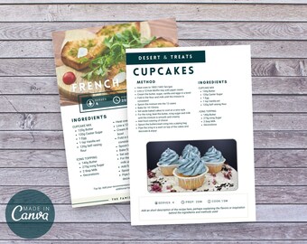 Recipe Book Template | Editable Canva Cookbook Printable – Family Meal Planner (Digital Download)