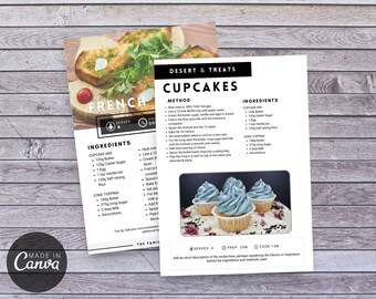 Editable Cookbook Template Canva: Printable Recipe Book (Digital Download)