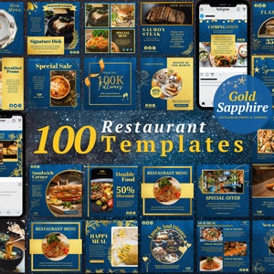 100 Restaurant Instagram Templates, Editable Canva Template, Instagram Posts And Stories, Food Blogger, Foodie Business, Social Media Post