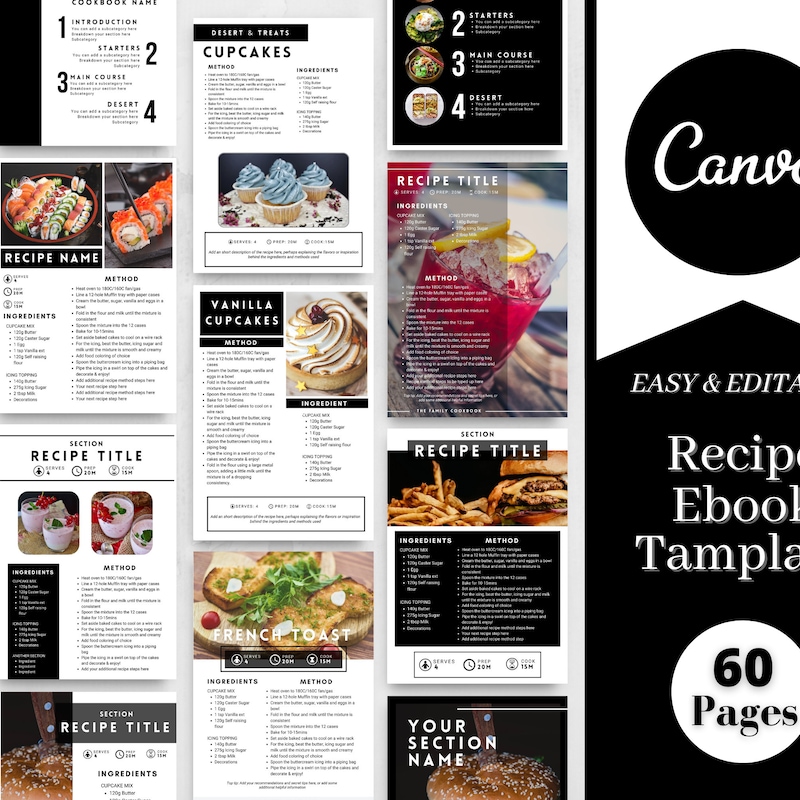 Recipe Book Template Etsy